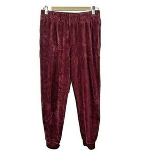 Aritzia TNA Jogger Pants Womens Size Small Velour Velvet Burgundy Red
